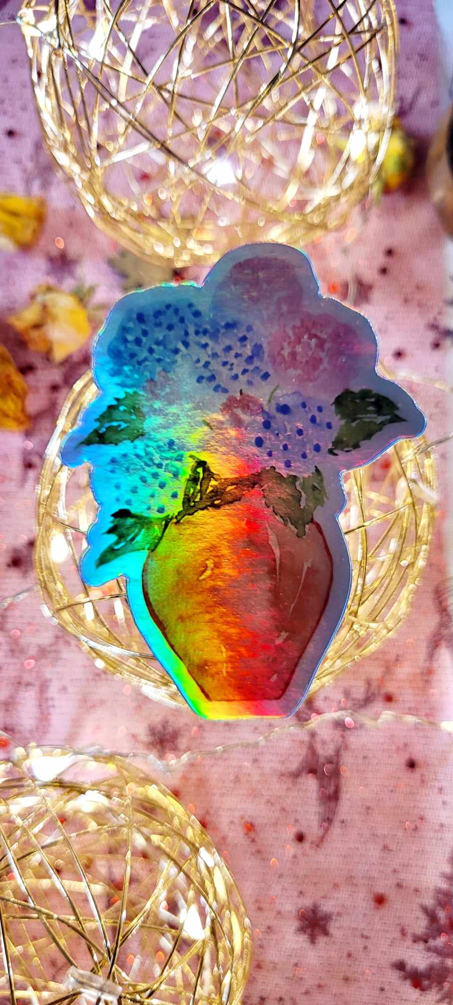 Sticker holographique - Pot d'hortensias