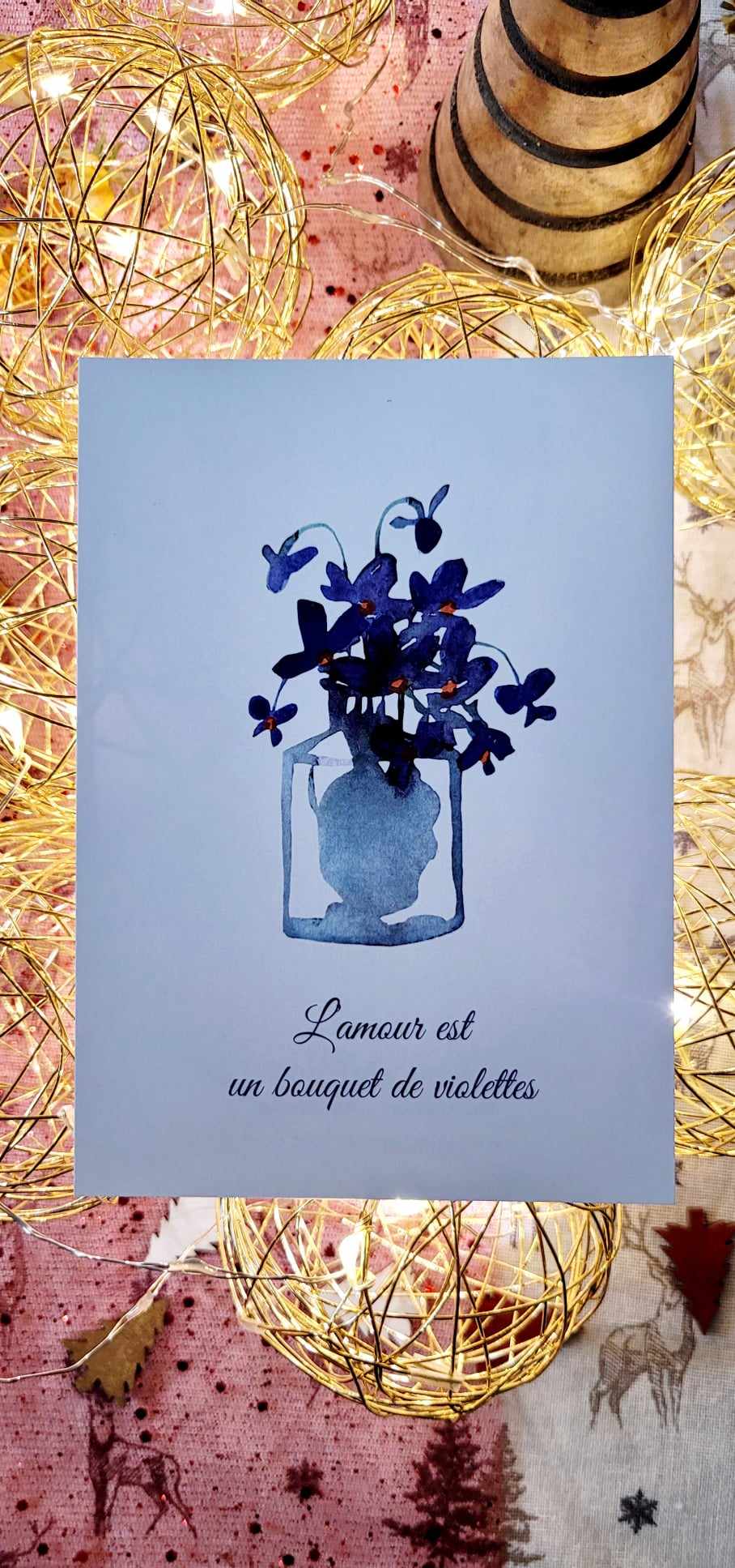 Carte postale (+enveloppe blanche) - L'amour est un bouquet de violettes