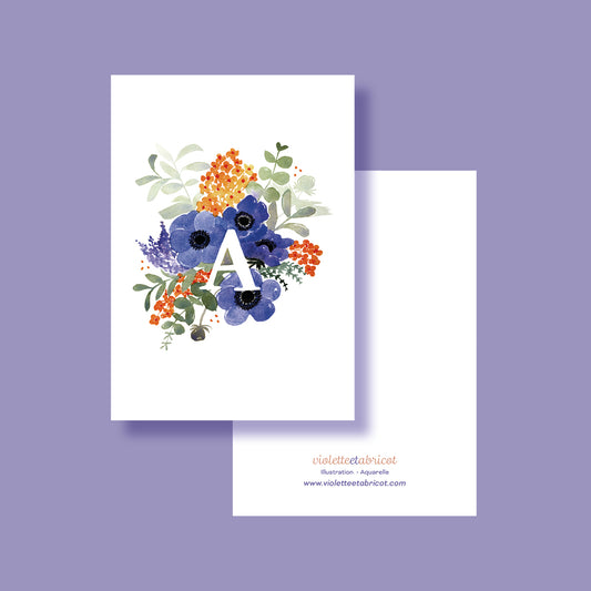 Carte postale (+ enveloppe blanche) Anémone