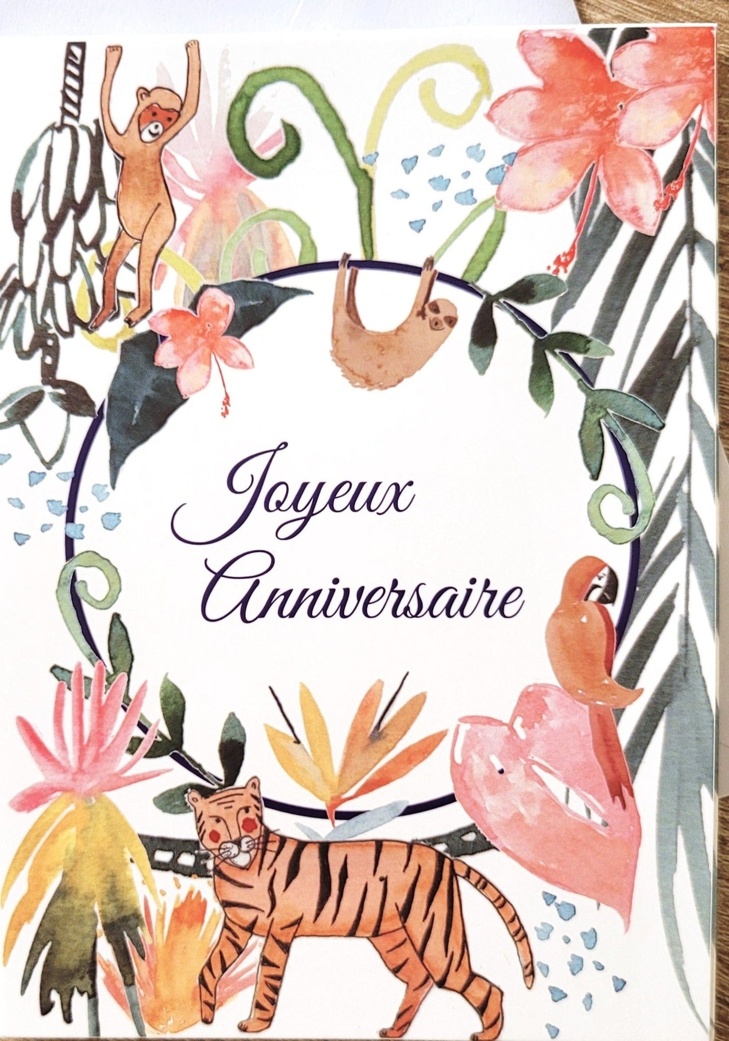 Carte (+ enveloppe blanche) - Jungle Joyeux Anniversaire